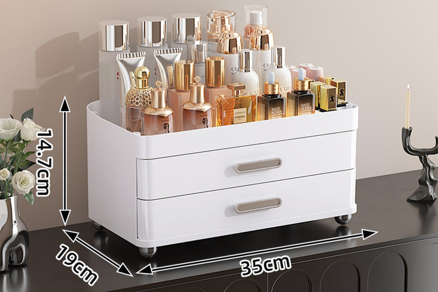 Versatile 2 Drawer Cosmetic Organizer – Bathroom, Vanity & Office Supplies Storage