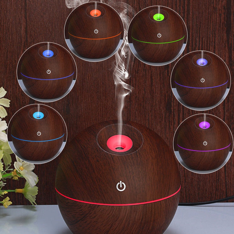 Essential Oil Diffuser Humidifier USB – Ultrasonic Air Purifier with 7-Color LED Night Light
