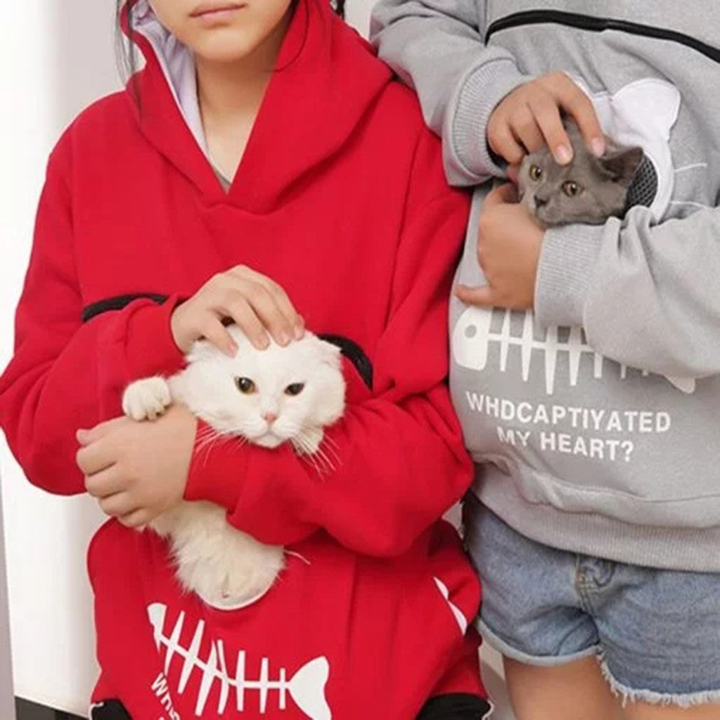 Cozy Cat Hoodie Women – Pet Pocket Sweatshirt for Carrying Cats Cute Animal Hoodie