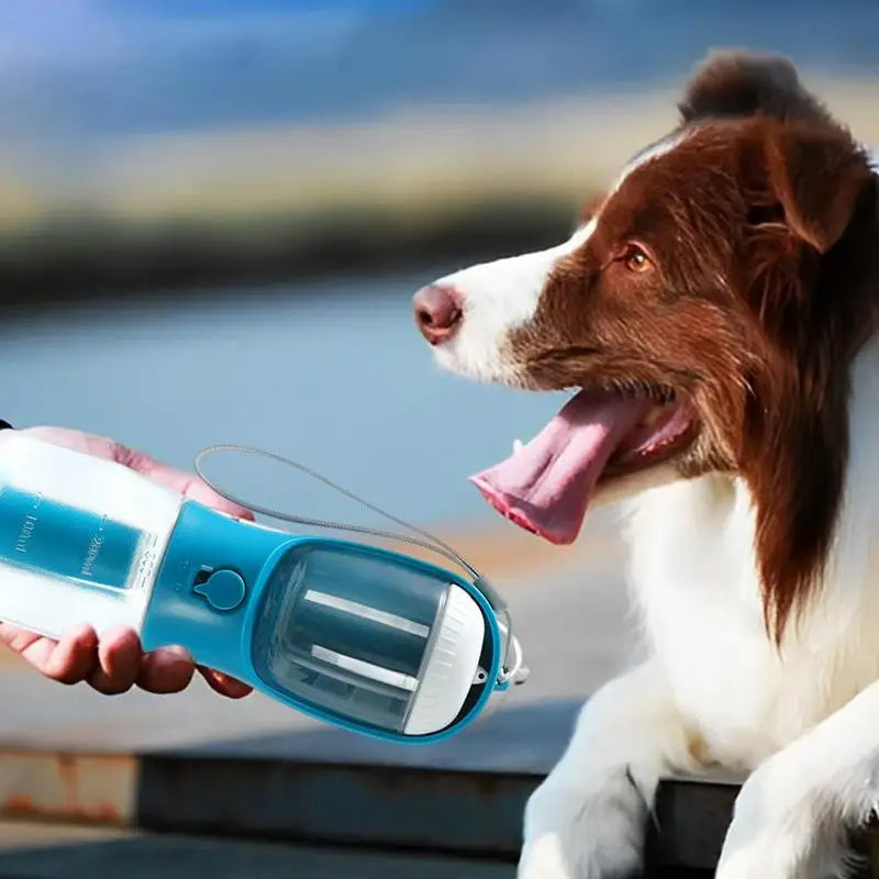 Compact 3-in-1 Dog Water Bottle Travel Cup | Portable Pet Feeder & Poop Bag Dispenser