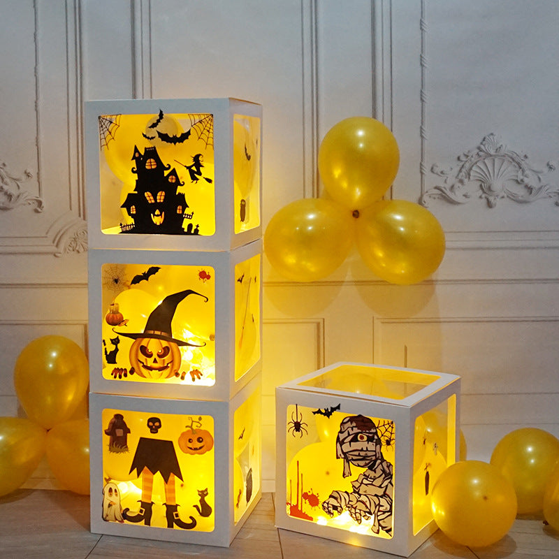 Halloween Balloon Box Set – Transparent Decor Boxes with Ghost & Pumpkin for Party Display