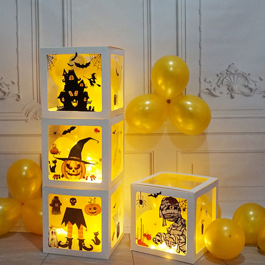 Halloween Balloon Box Set – Transparent Decor Boxes with Ghost & Pumpkin for Party Display