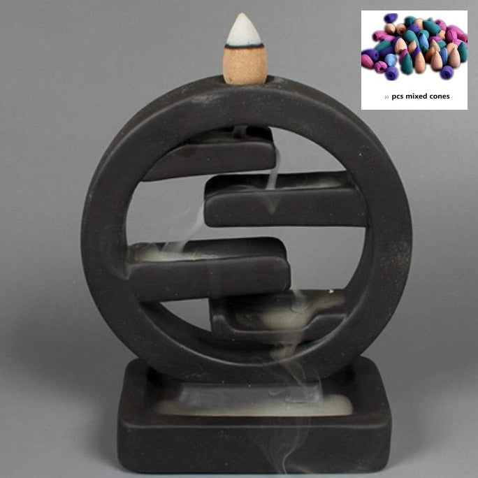 Ceramic Incense Burner Backflow – Square Smoke Waterfall Holder Home Decor