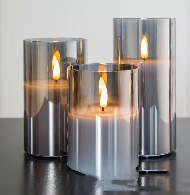 Electroplated Glass LED Candles – Rechargeable Flameless Lights for Elegant Decor