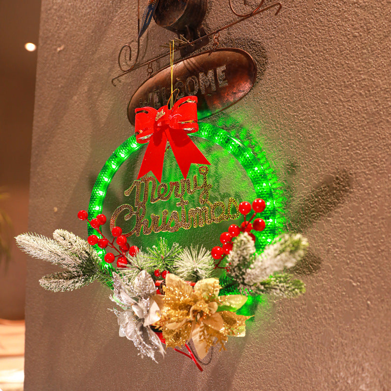 Holiday Christmas Door Decor Garland – 30CM LED Luminous Hanging Entryway Decoration