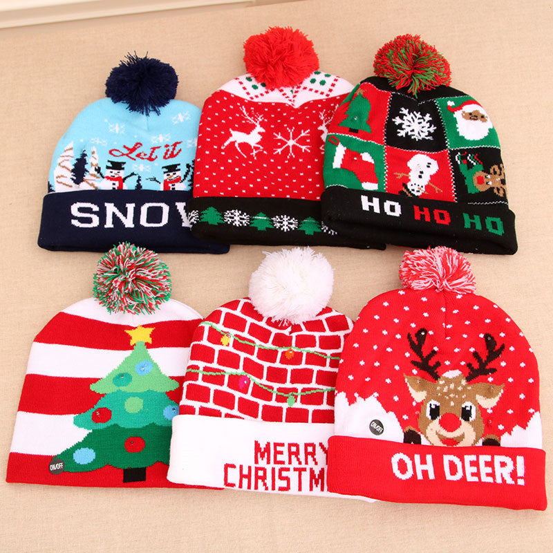 Christmas LED Knitted Hat Beanie – Light Up Festive Winter Cap for Kids Holiday Decor