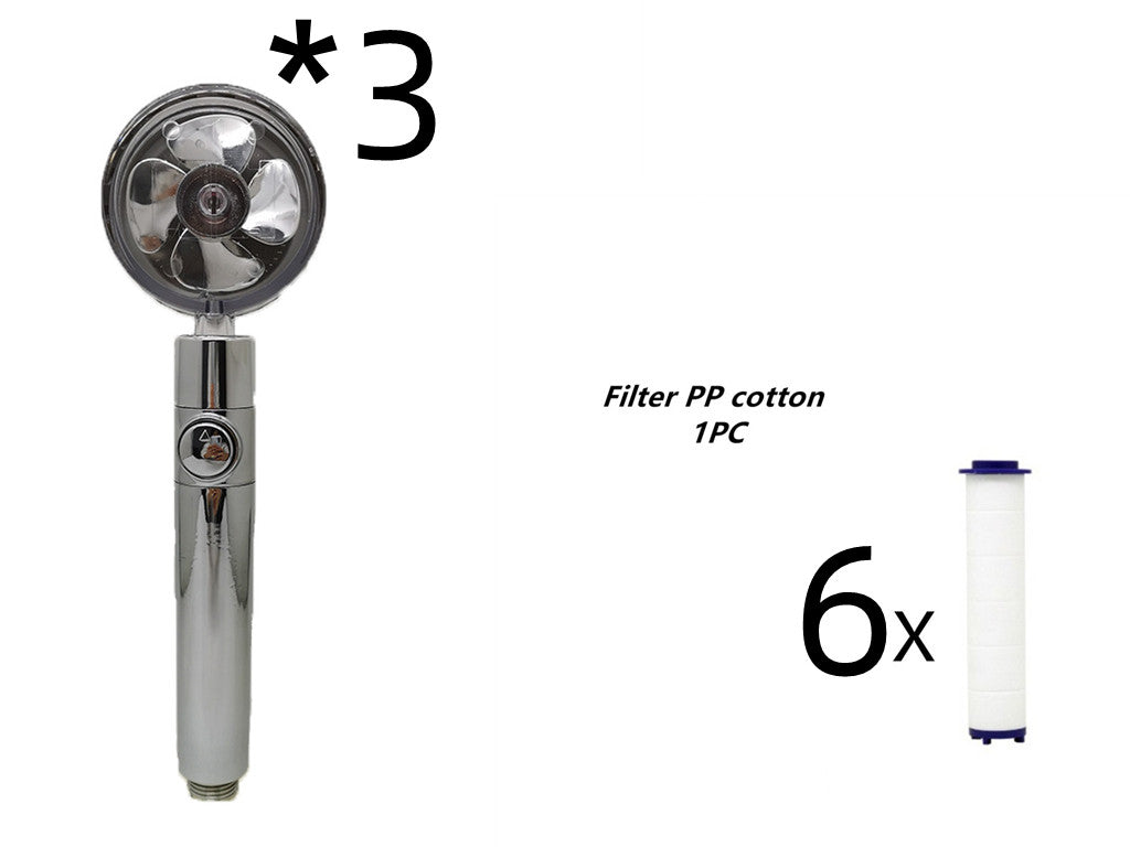 Strong Pressure Shower Head – Turbo Propeller Water Saving Handheld Spray