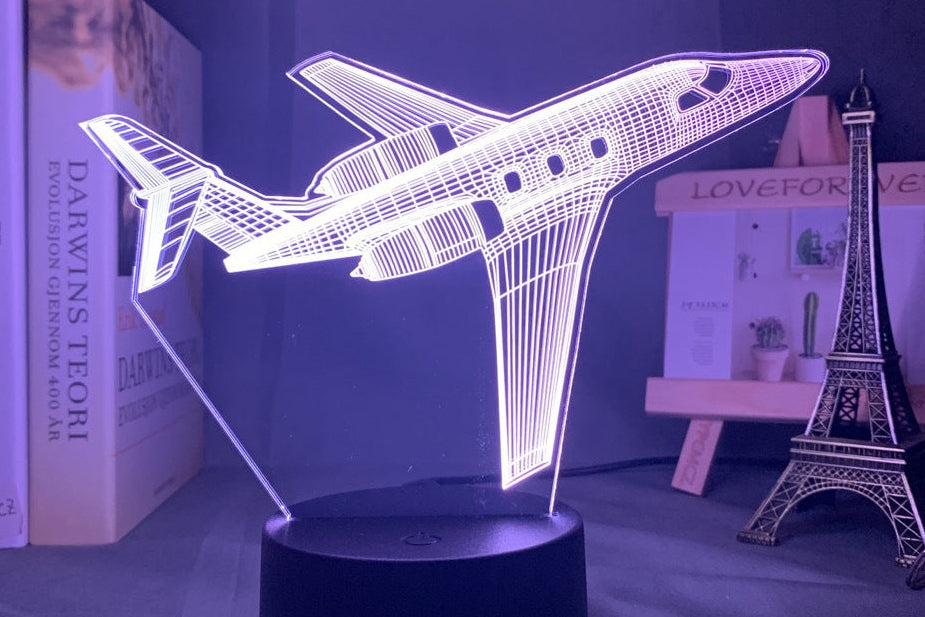 Custom Name LED Night Light – 3D Airplane Lamp for Kids Bedroom