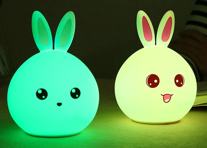 Cute Rabbit LED Night Light – Soft Silicone Touch Lamp (USB Rechargeable)