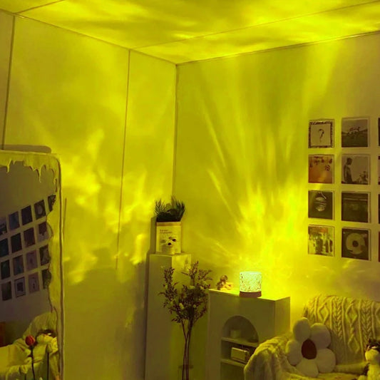 Modern Crystal Ripple Lamp – LED Night Light Projector for Bedroom Mood Lighting