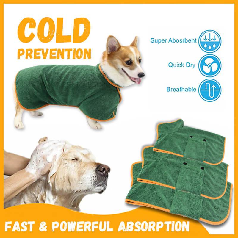Pet Bath Drying Robe Wrap – Microfiber Absorbent Dog & Cat Towel Coat