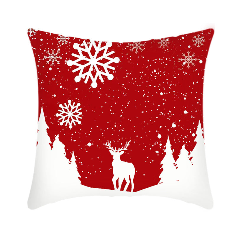 Christmas Decorative Cushion Cover Elk Santa Claus | Festive Sofa Pillow Xmas Home Decor
