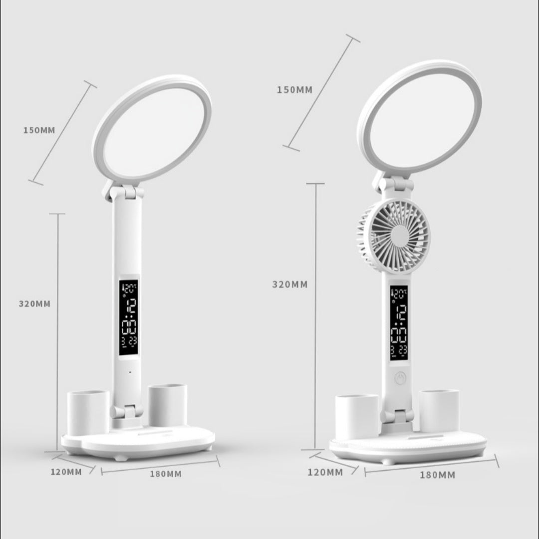 Foldable LED Table Lamp with Clock - USB‑chargeable desk lamp