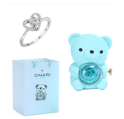 Eternal Flower Teddy Bear Jewelry Box – Romantic Gift for Girlfriend & Wife