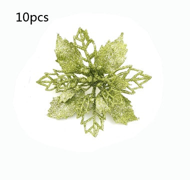 Christmas Glitter Fake Flowers – Festive Tree Decorations for Home & Party Setup