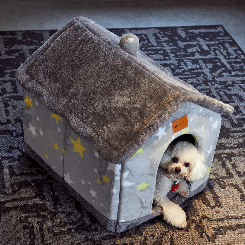 Foldable Dog House Bed – Cozy Winter Pet Bed Sofa