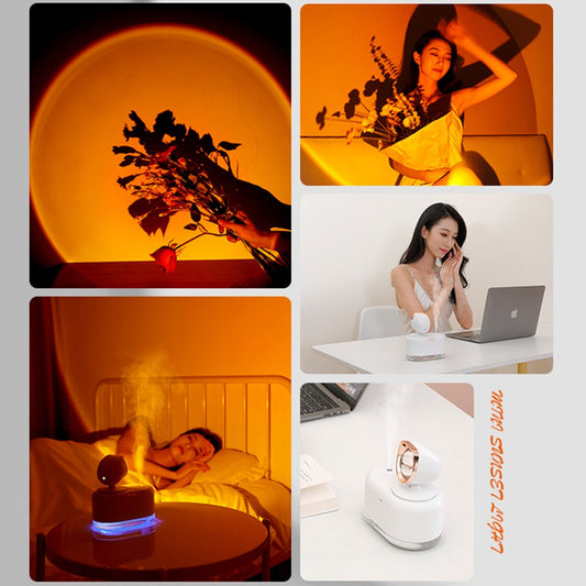 2-in-1 Mini Wireless Sunset Lamp & Humidifier – 300ML Mist Maker