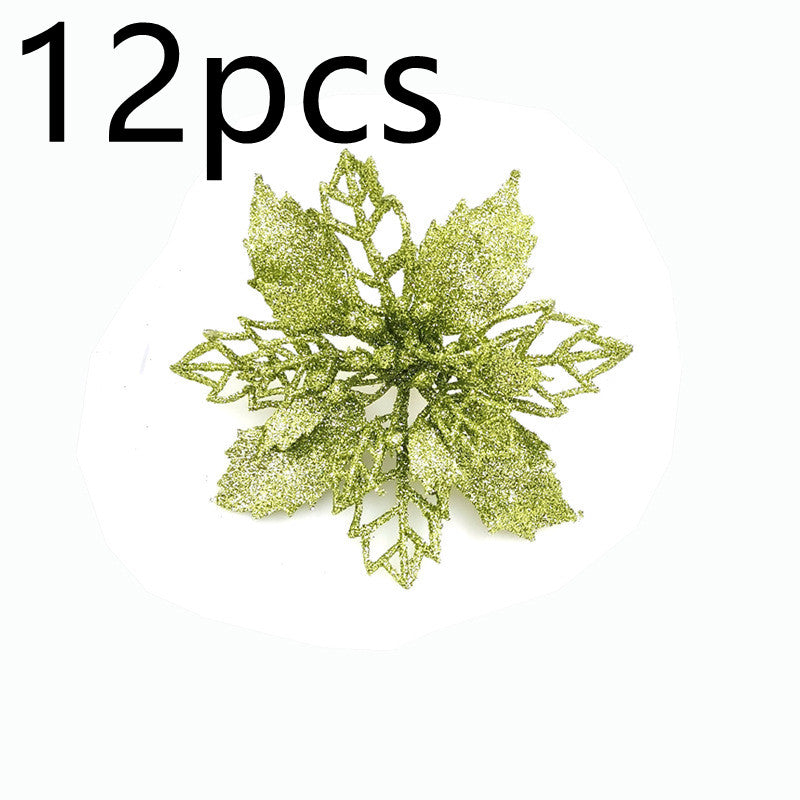 Christmas Glitter Fake Flowers – Festive Tree Decorations for Home & Party Setup