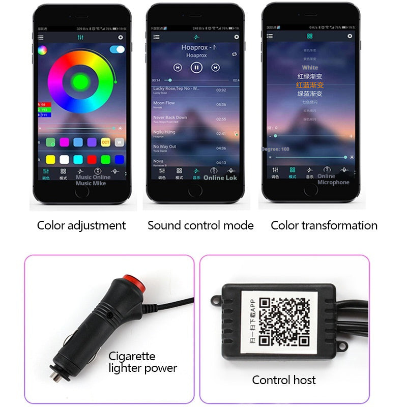 Car Fiber Optic Ambient Light Kit – RGB LED Interior Lights with App & Music Sync Control
