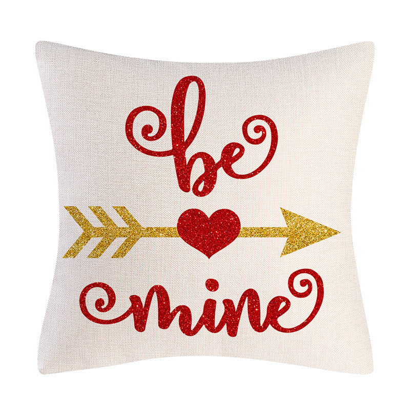 Valentine’s Day Linen Pillowcase – Romantic Holiday Decorative Throw Pillow Cover