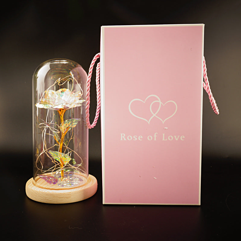 Gold Foil Preserved Rose Glass Dome – Luxury Eternal Flower Gift for Valentine’s & Anniversary