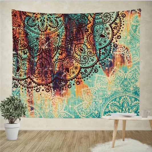 Boho Floral Tapestry – Mandala Wall Hanging for Aesthetic Room Decor