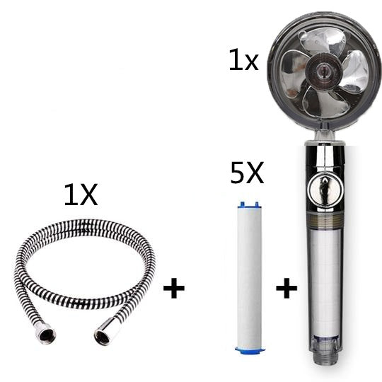Strong Pressure Shower Head – Turbo Propeller Water Saving Handheld Spray