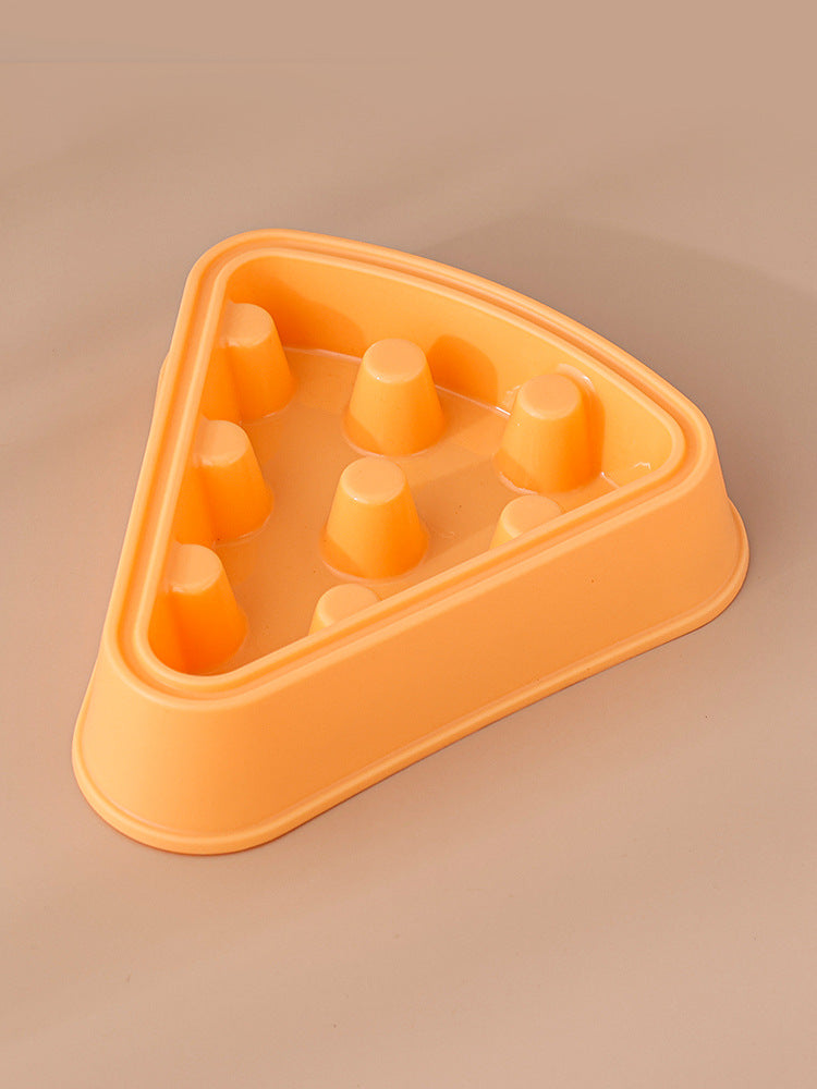 Cartoon Pizza Slow Feeder Pet Bowl – Anti-Choking Cat & Dog Food Dish