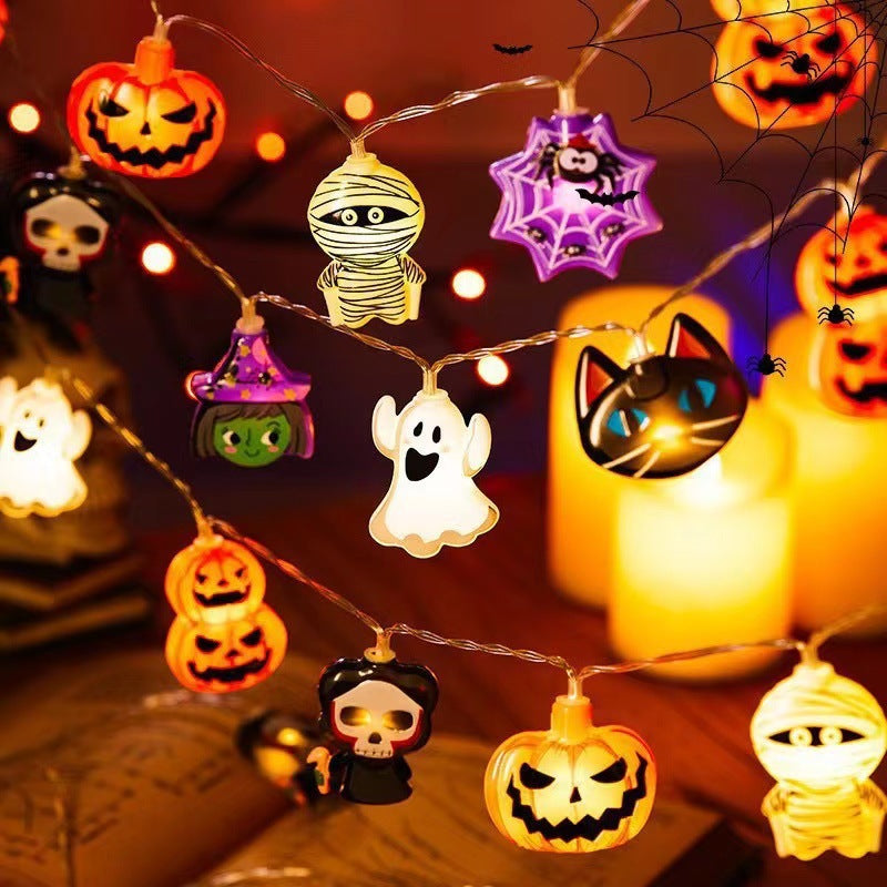Halloween LED Light Chain – PVC Pumpkin & Ghost Outdoor/Indoor Decor