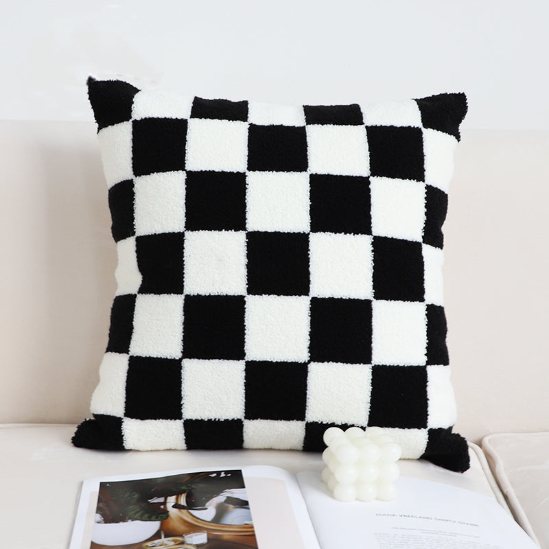 Modern Decor Pillow – Black and White Checkerboard Sofa Cushion