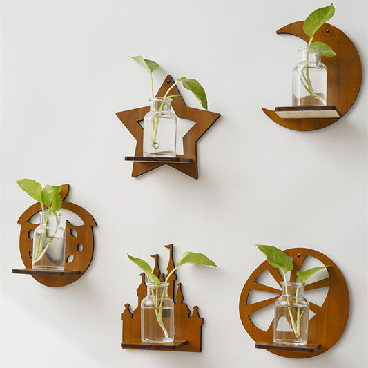 Wooden Wall Planter – Hydroponic Plant Shelf for Home Decor
