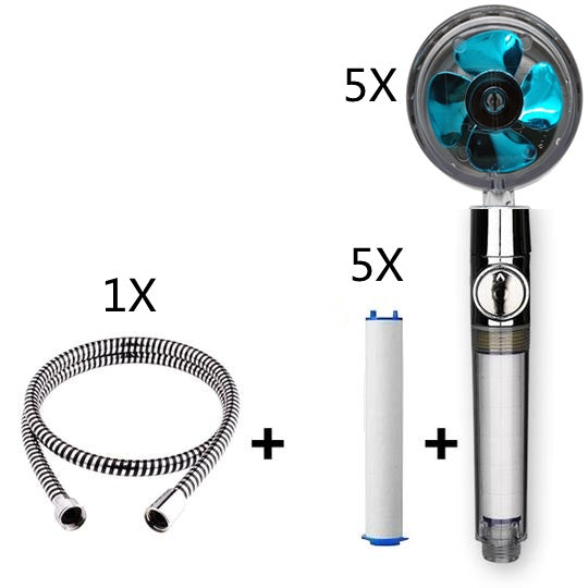 Strong Pressure Shower Head – Turbo Propeller Water Saving Handheld Spray