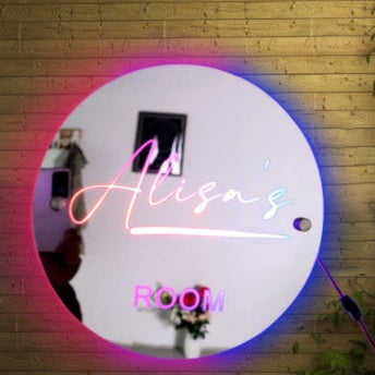 Custom Photo LED Mirror Light – Personalized Wall Decor for Bedroom