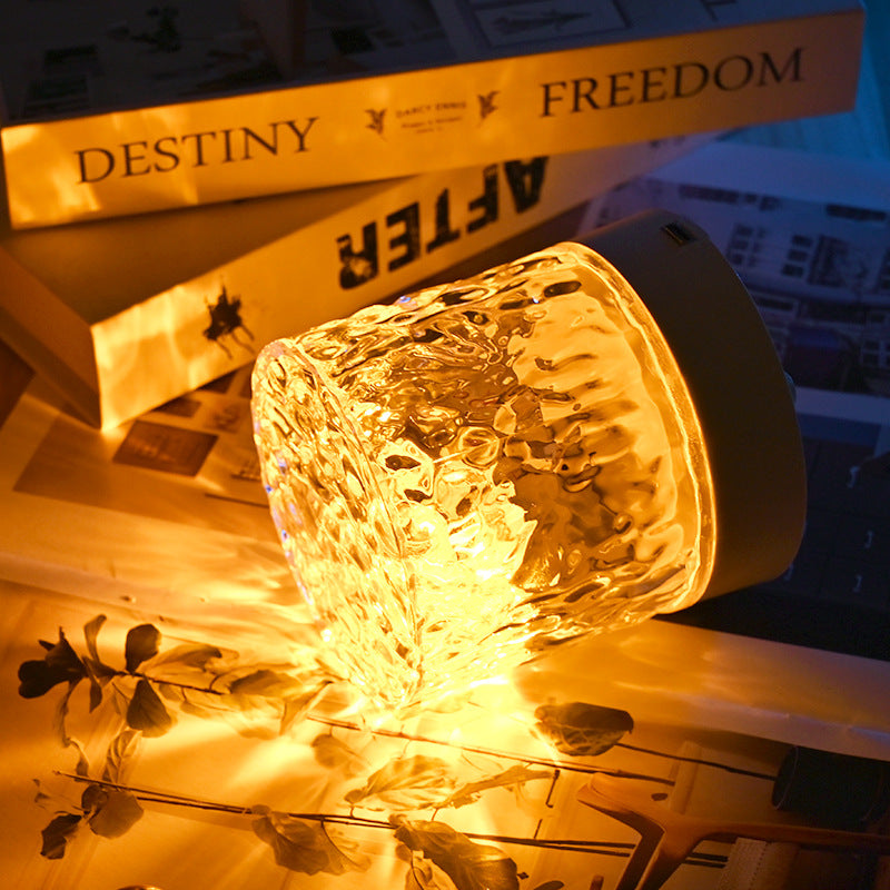 Modern Crystal Ripple Lamp – LED Night Light Projector for Bedroom Mood Lighting