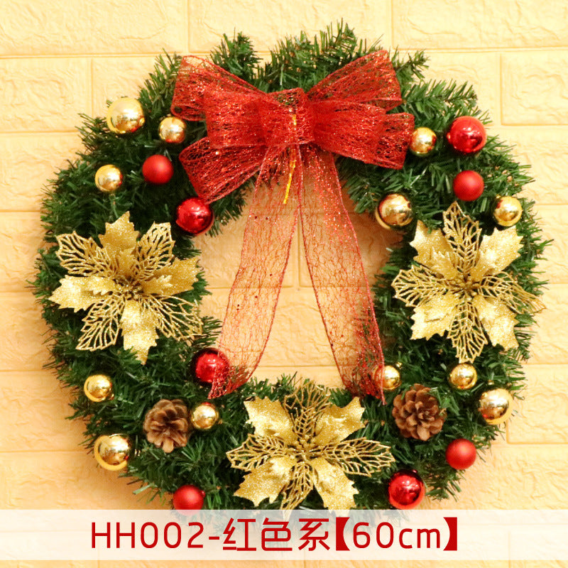 Holiday Christmas Wreath 50CM Rattan Ring Door Decor – Seasonal Farmhouse Home Decoration Accent