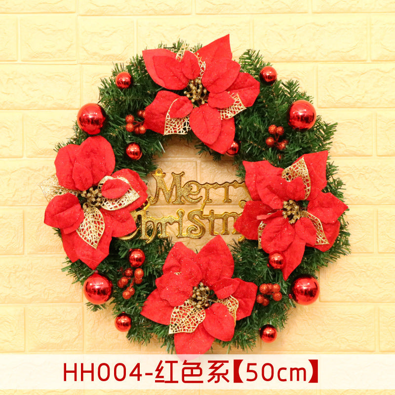 Holiday Christmas Wreath 50CM Rattan Ring Door Decor – Seasonal Farmhouse Home Decoration Accent
