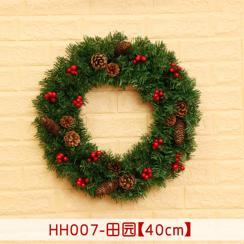 Holiday Christmas Wreath 50CM Rattan Ring Door Decor – Seasonal Farmhouse Home Decoration Accent