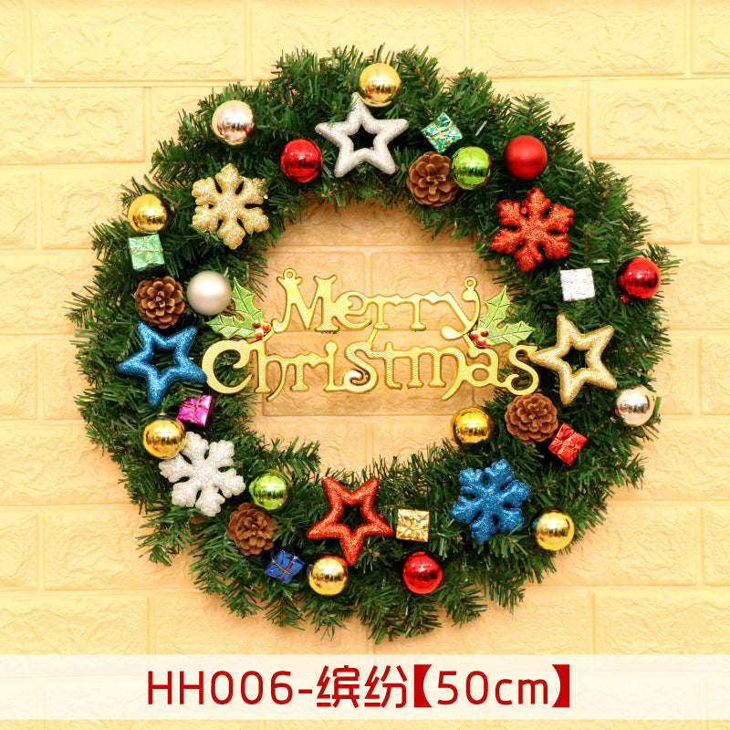 Holiday Christmas Wreath 50CM Rattan Ring Door Decor – Seasonal Farmhouse Home Decoration Accent