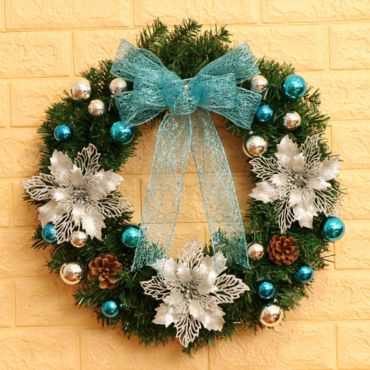 Holiday Christmas Wreath 50CM Rattan Ring Door Decor – Seasonal Farmhouse Home Decoration Accent