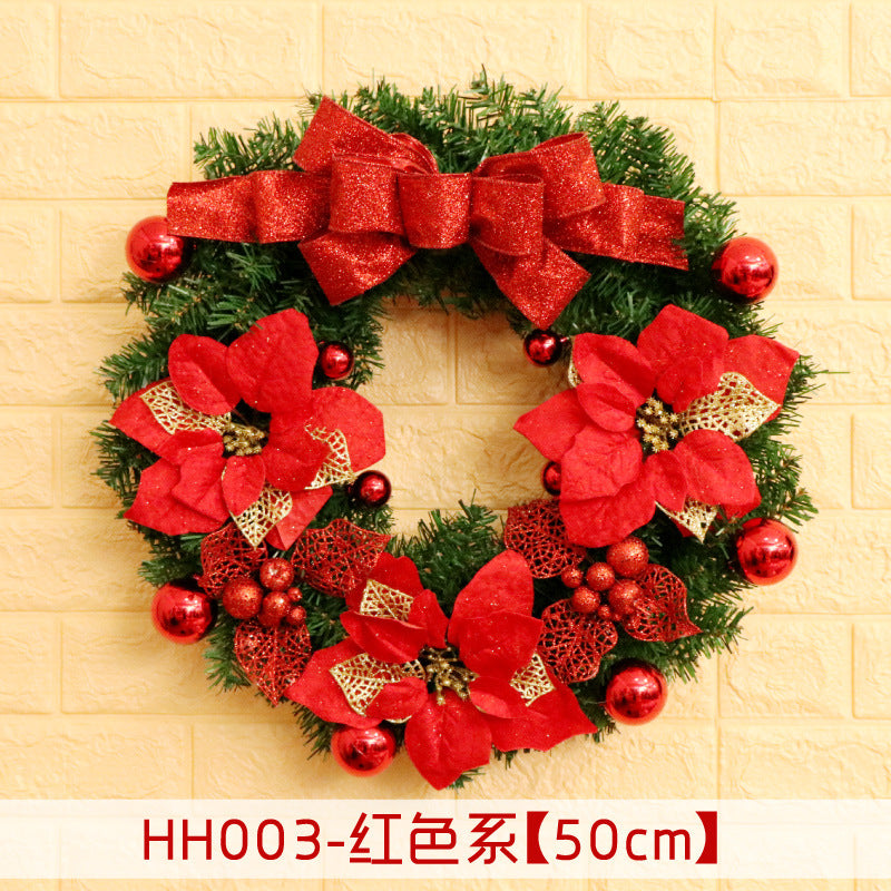 Holiday Christmas Wreath 50CM Rattan Ring Door Decor – Seasonal Farmhouse Home Decoration Accent