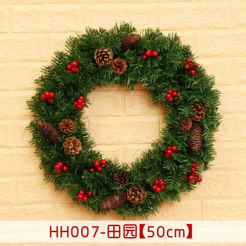Holiday Christmas Wreath 50CM Rattan Ring Door Decor – Seasonal Farmhouse Home Decoration Accent