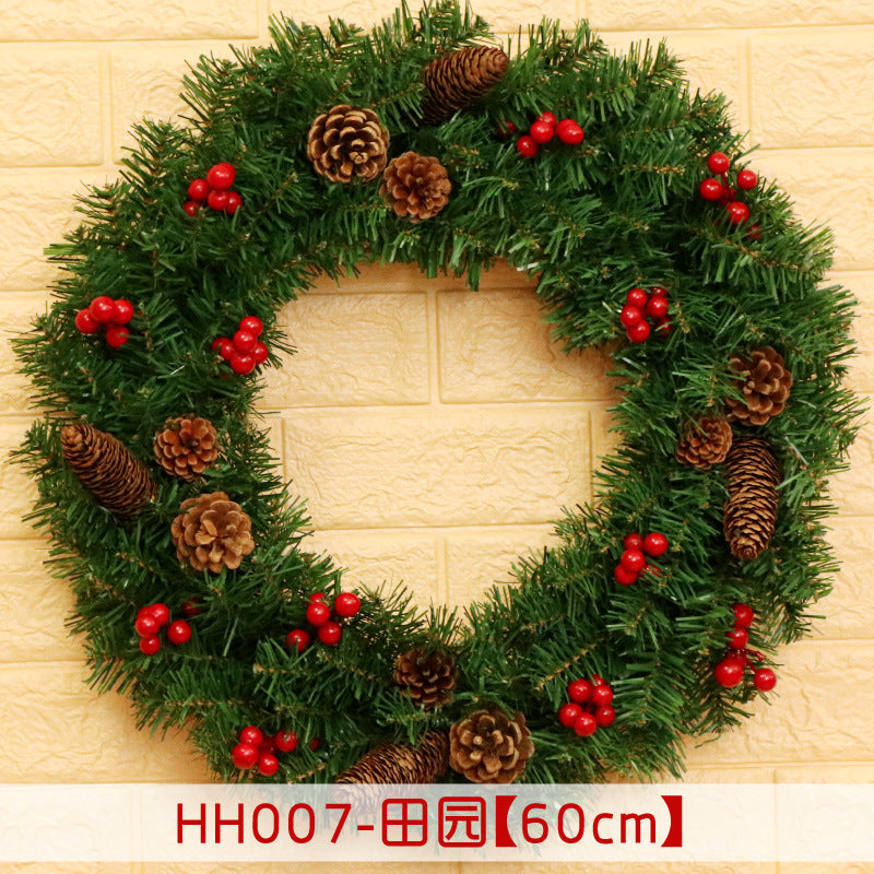 Holiday Christmas Wreath 50CM Rattan Ring Door Decor – Seasonal Farmhouse Home Decoration Accent