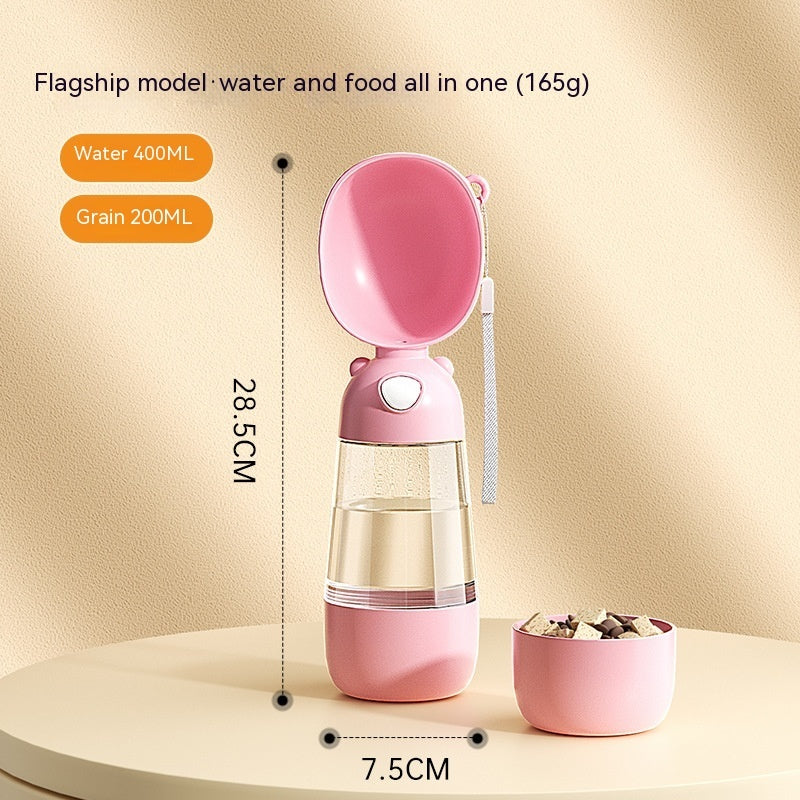 Portable Dog Water Bottle & Food Container – Travel Pet Feeder Bowl