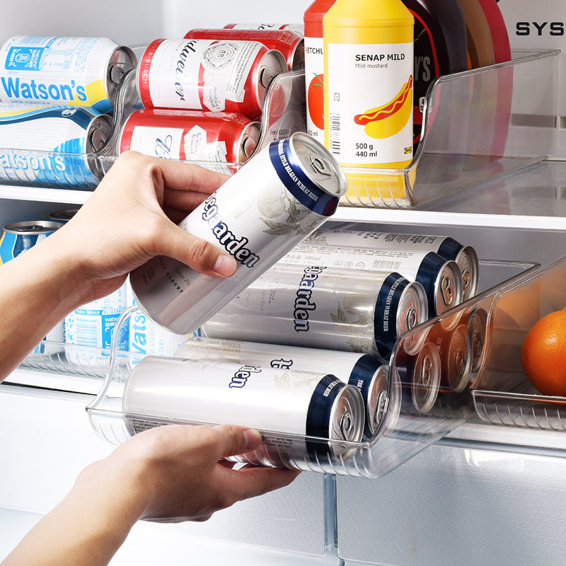 Fridge Organizer Beverage Holder – Clear Storage Container for Kitchen, Freezer & Cabinets