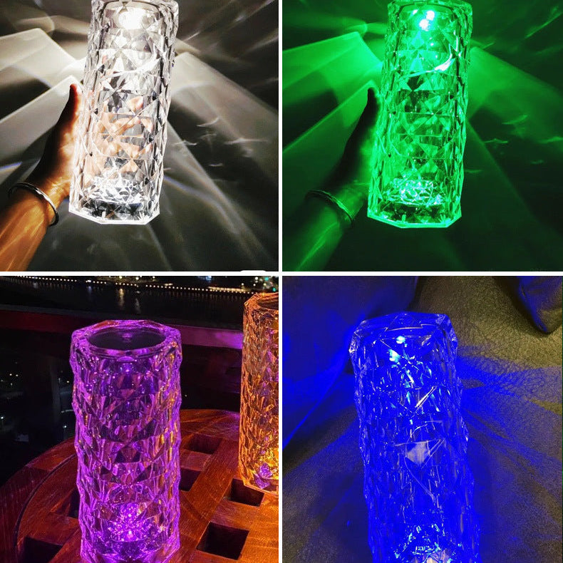 Romantic Rose LED Night Light – Diamond Crystal Projection Lamp for Bedroom & Home Decor