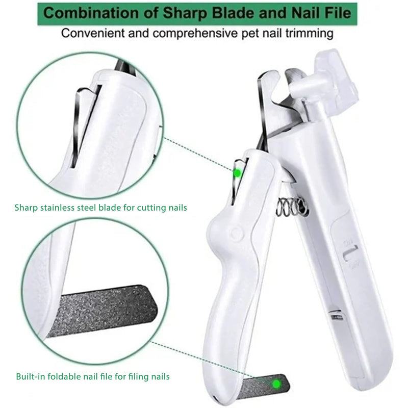 Pet Nail Trimmer LED Light – Professional Dog Cat Grooming Clippers for Home Care & Safety