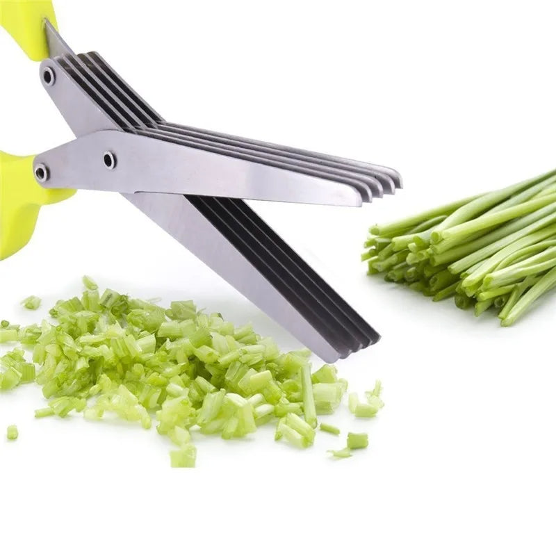 Fast Chop Kitchen Herb Scissors – Multi-Layer Stainless Steel Green Onion & Seaweed Cutter Tool