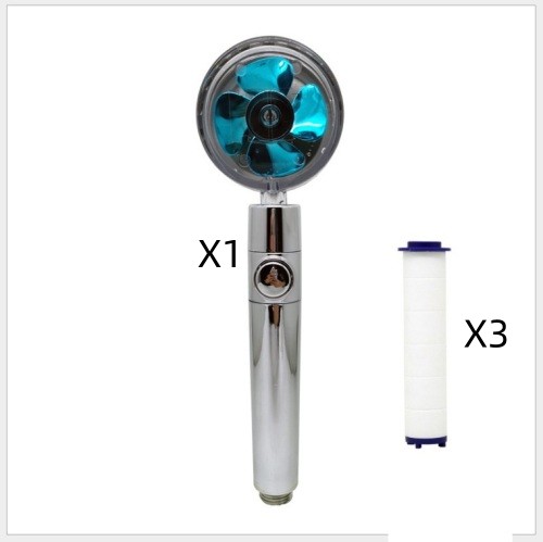 Strong Pressure Shower Head – Turbo Propeller Water Saving Handheld Spray