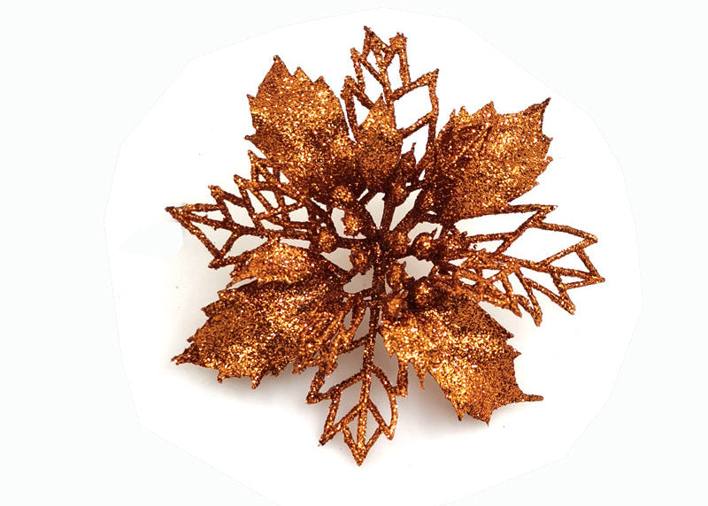 Christmas Glitter Fake Flowers – Festive Tree Decorations for Home & Party Setup