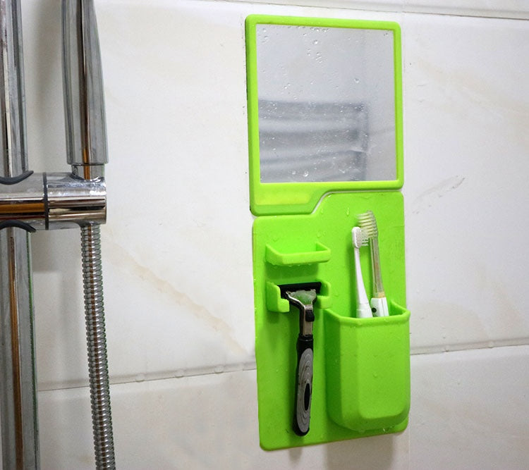 Wall Mounted Toothbrush Holder Organizer – Silicone Suction Bathroom Storage